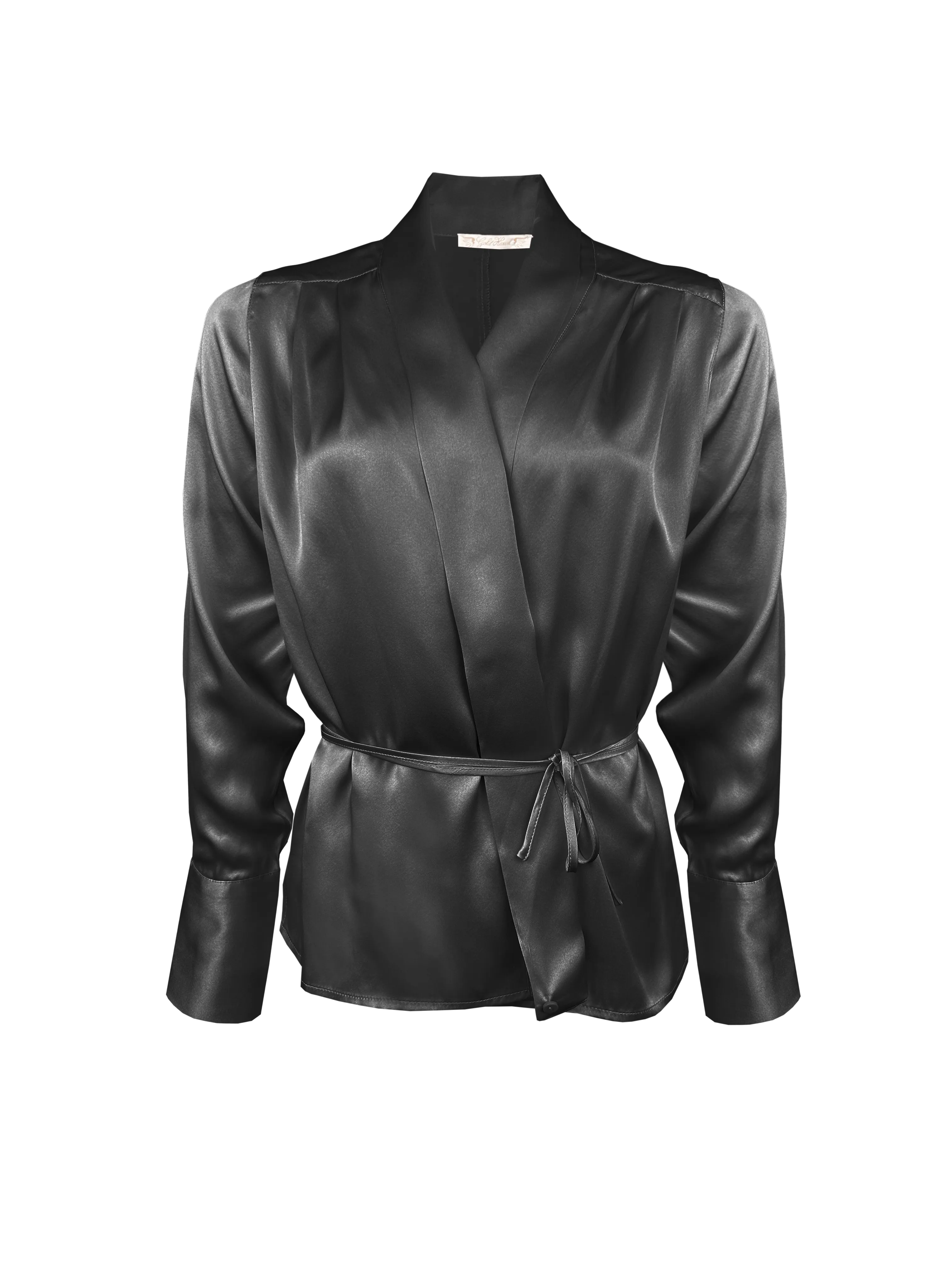 Silk Pleated Shrug Black