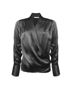 Silk Pleated Shrug Black
