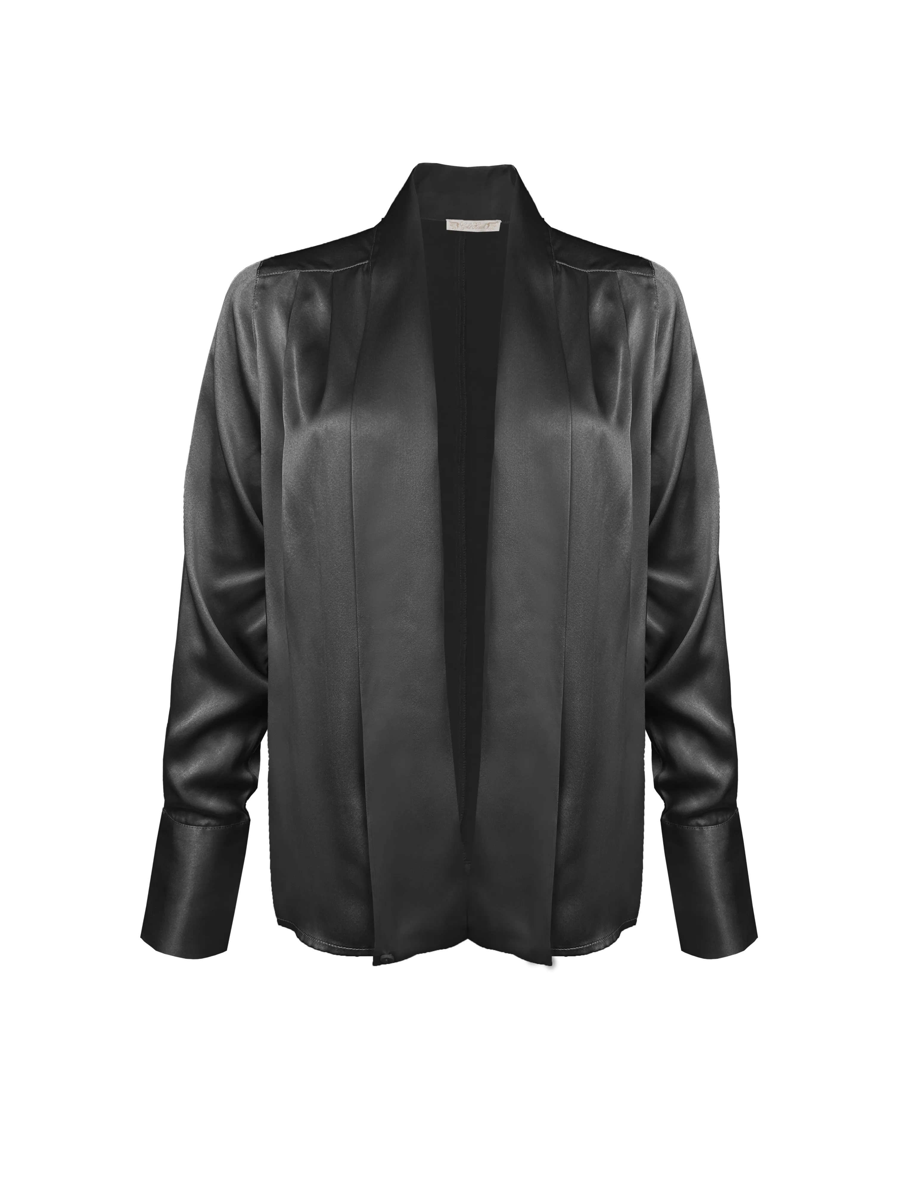 Silk Pleated Shrug Black