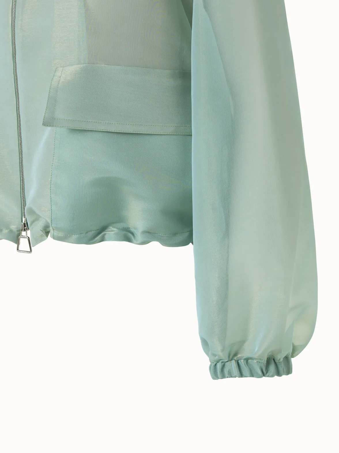 Silk Techno Iridescent Organza Blouson Jacket