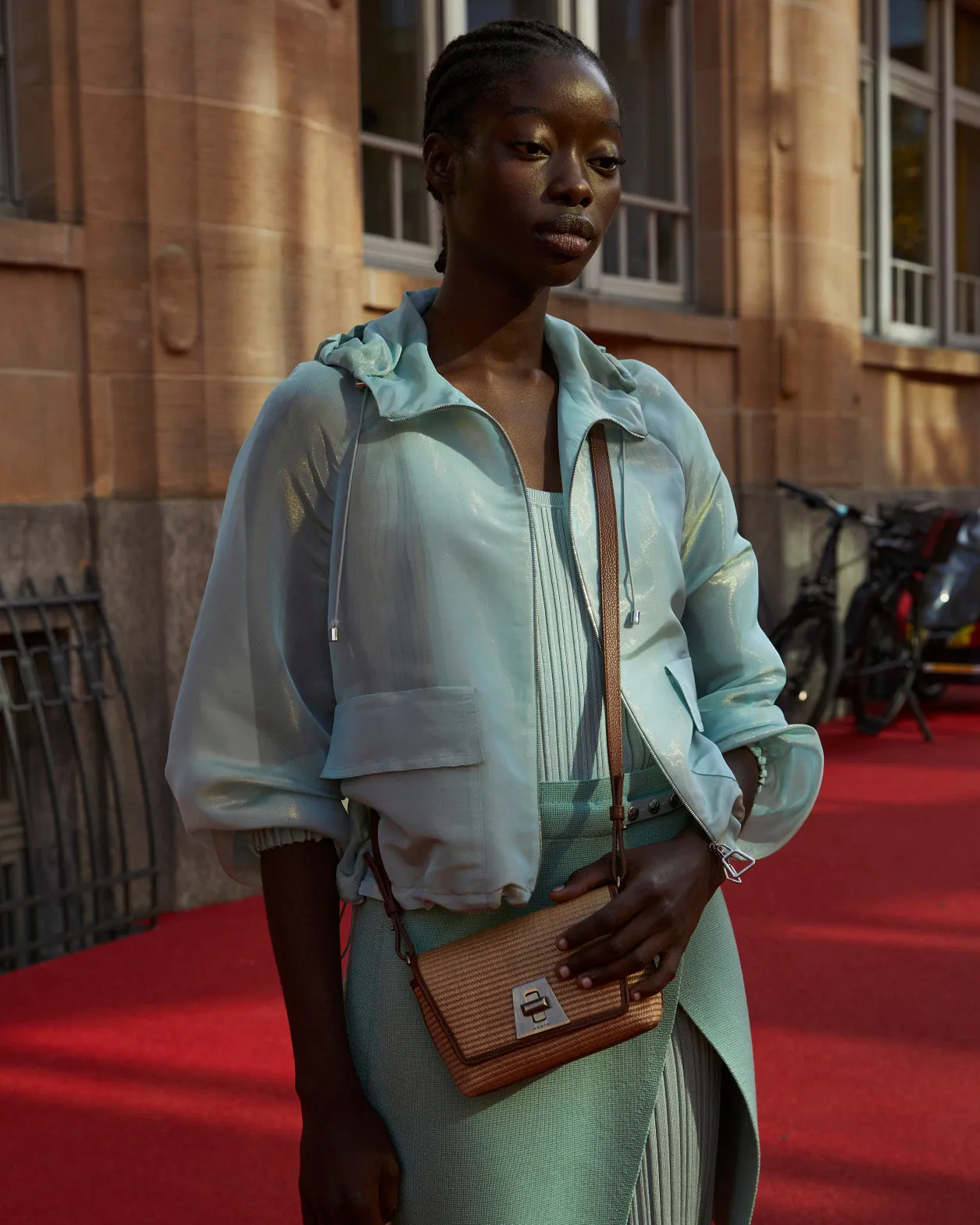 Silk Techno Iridescent Organza Blouson Jacket