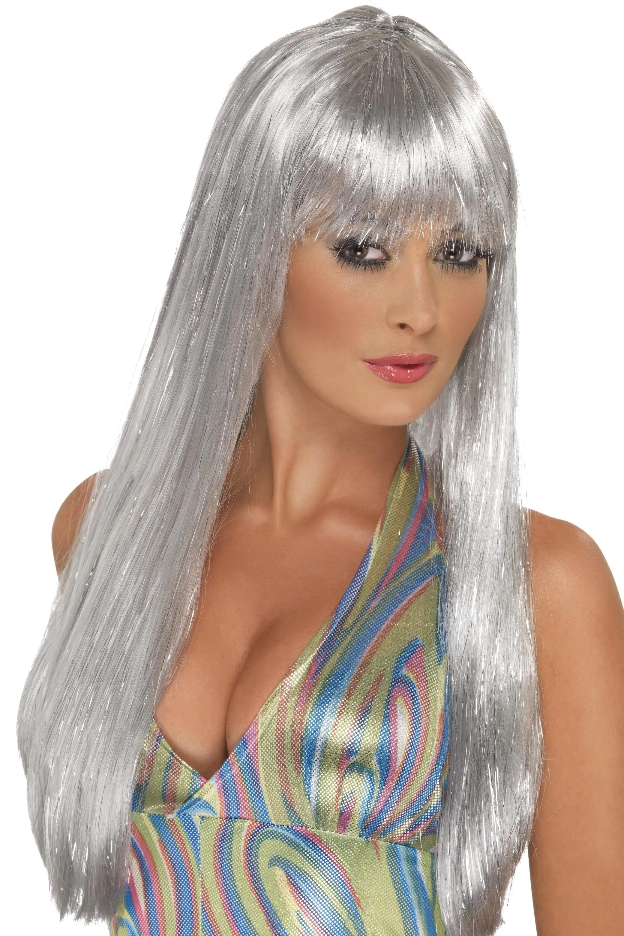 Silver Glitter Disco Wig