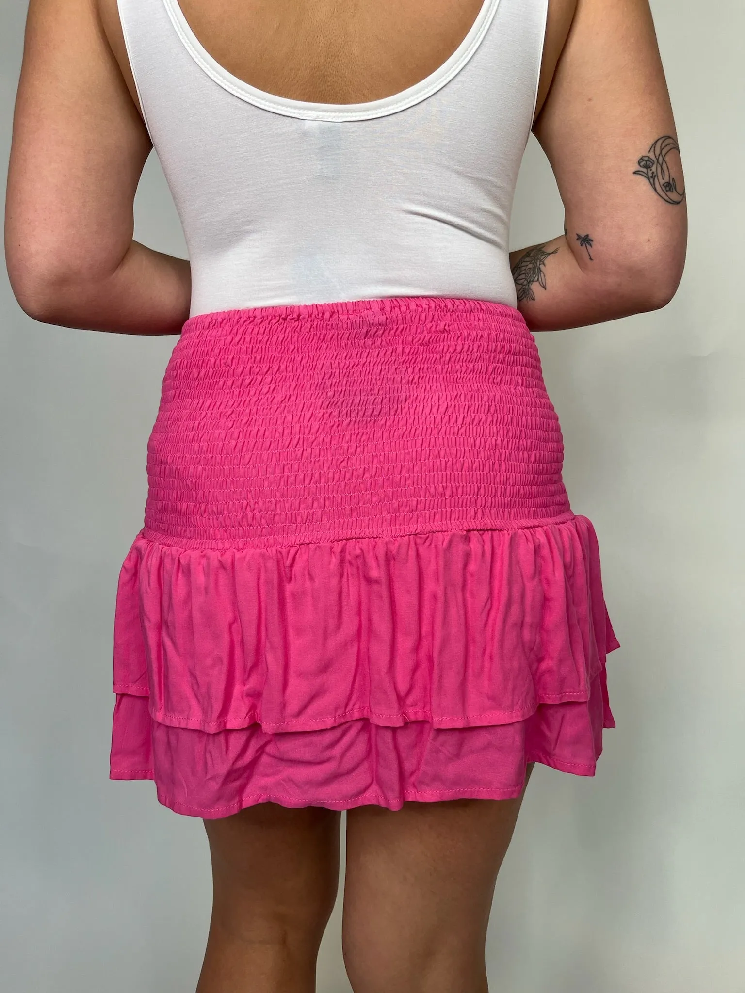 Skemo Solids Tie Short Skirt Pink