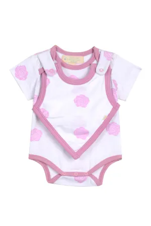 Smart Short Sleeve Bodysuit   Bib - Pink Rose