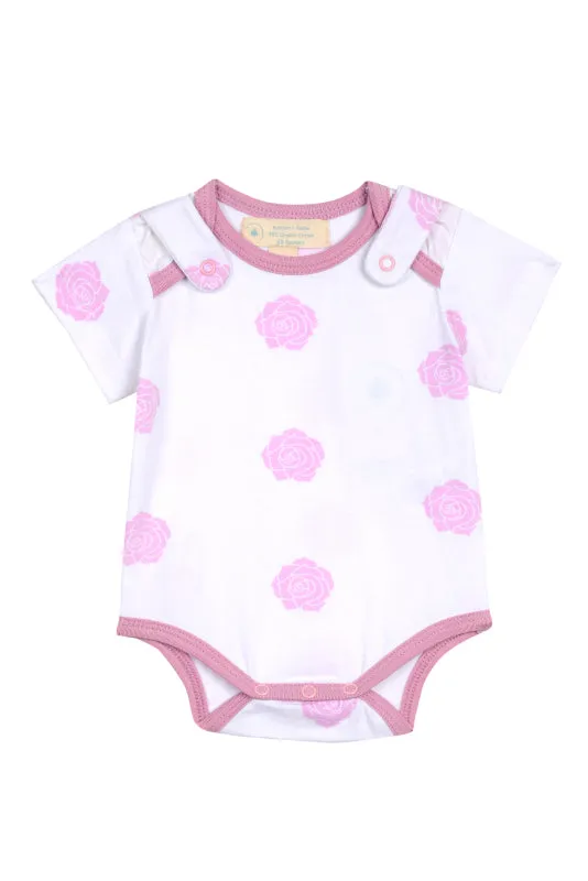 Smart Short Sleeve Bodysuit   Bib - Pink Rose