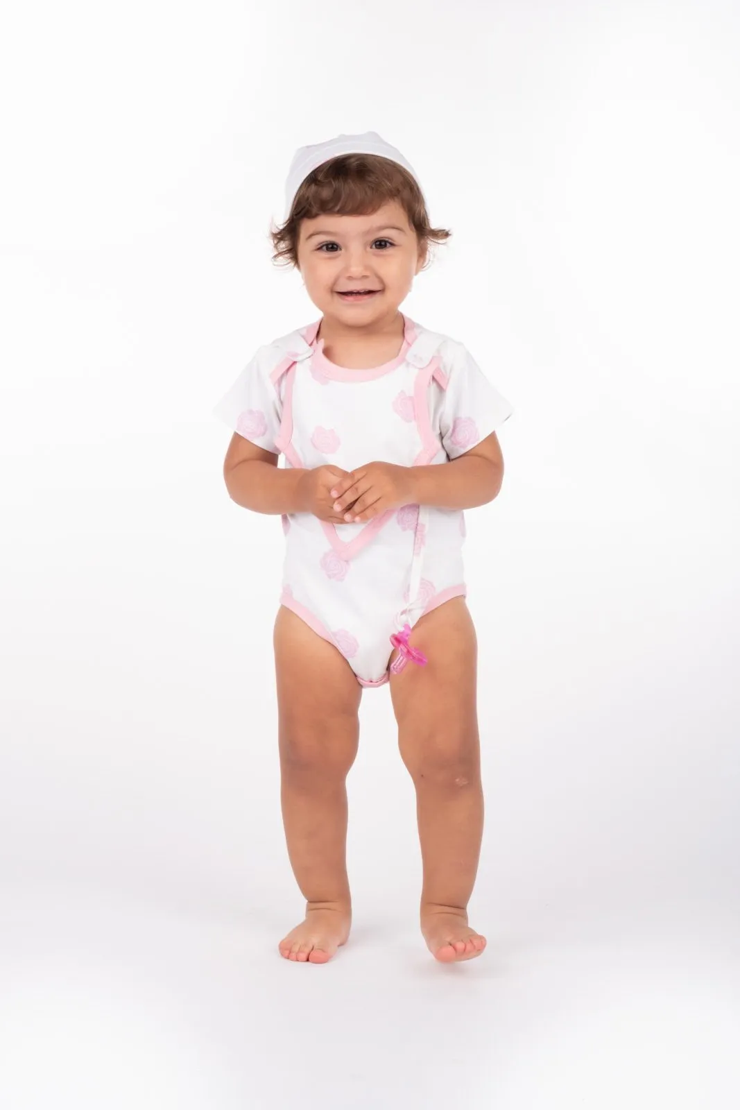Smart Short Sleeve Bodysuit   Bib - Pink Rose