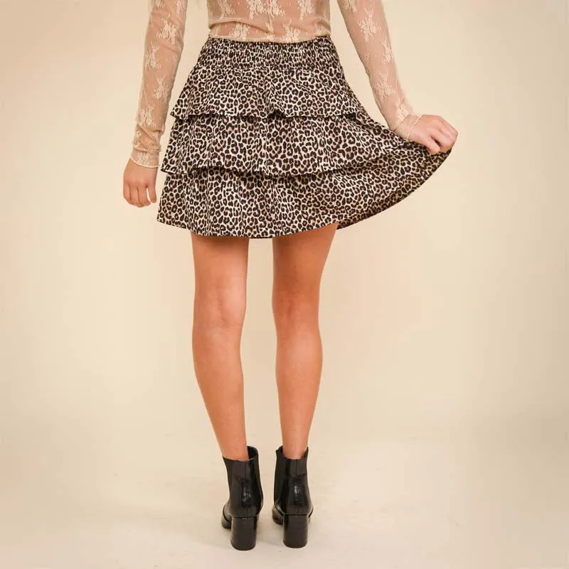 Smocked Tier Leopard Skirt