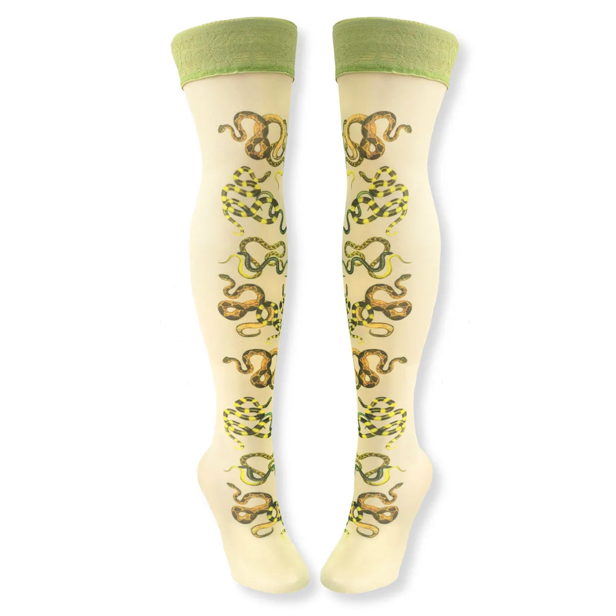 Snakes Printed Mesh Stay Up Stockings