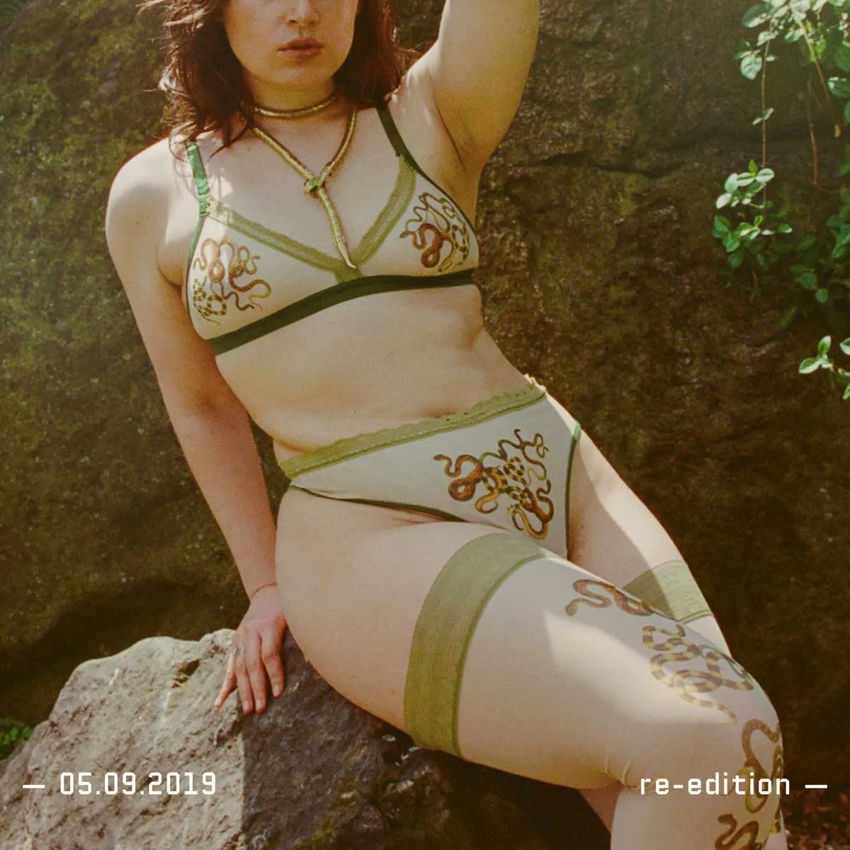 Snakes Printed Mesh Stay Up Stockings