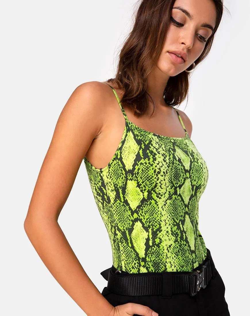 Sol Bodice in Snake Lime