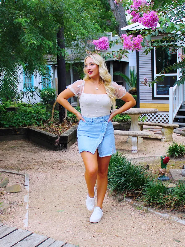 Starstruck By You Short Sleeve Bodysuit, Cream