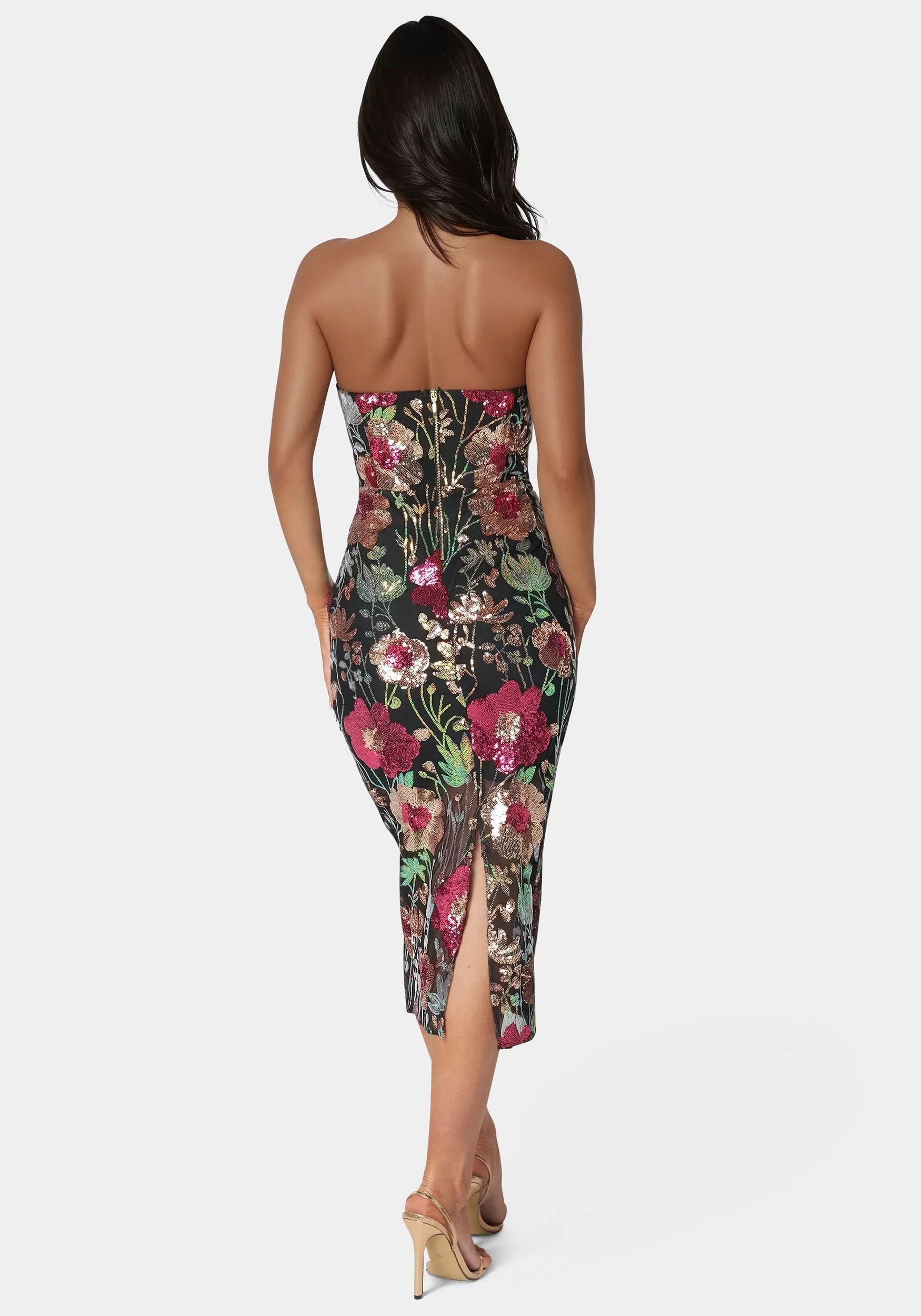 Strapless Sequin Midi Dress