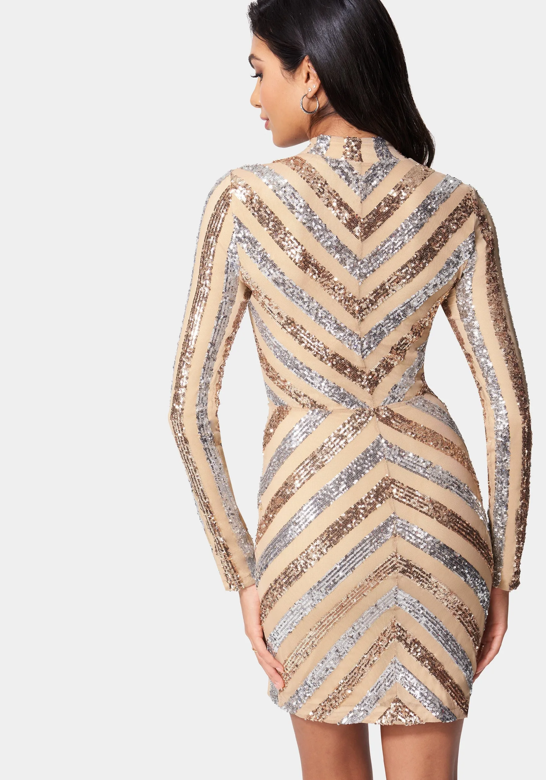 Stripe Sequin Mini Dress