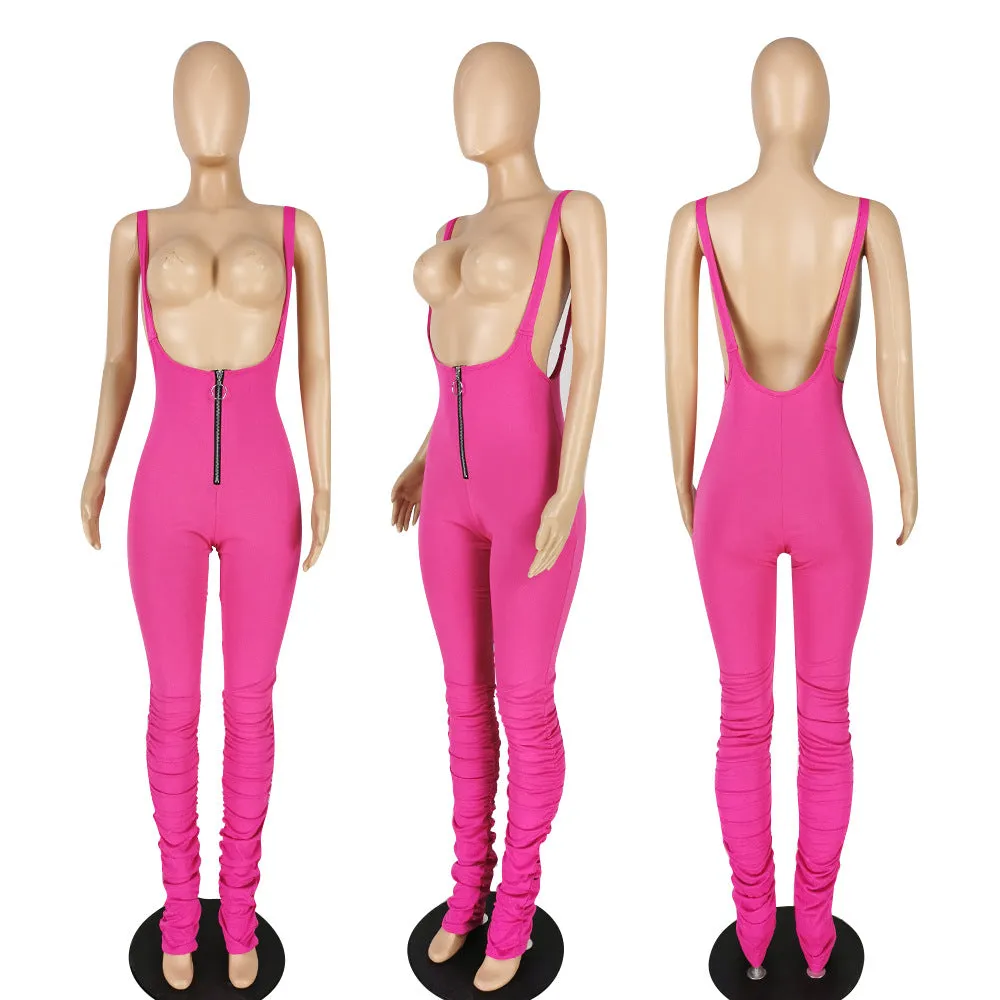 Suspender Stacked Jumpsuit
