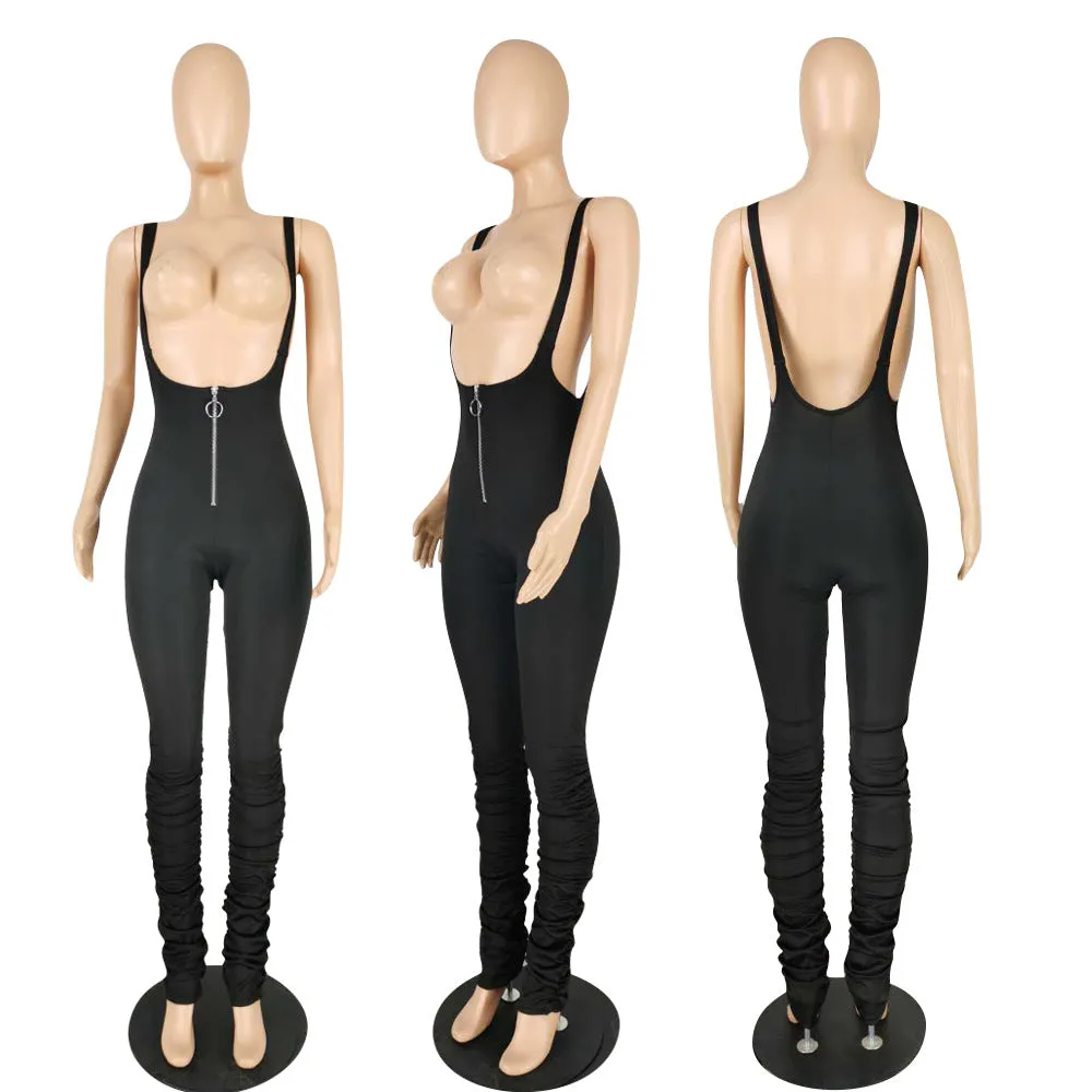 Suspender Stacked Jumpsuit