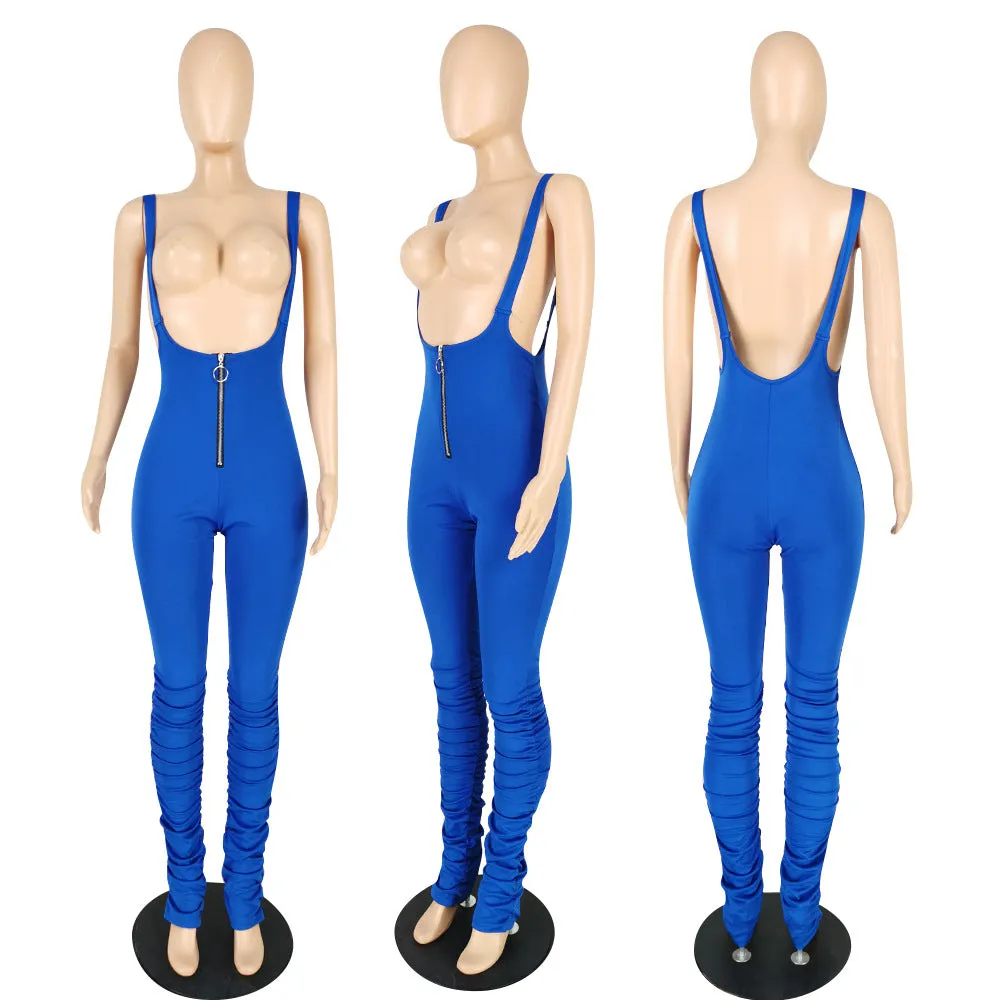 Suspender Stacked Jumpsuit