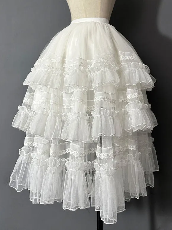 Sweet Lolita SK White Tiered Ruffles Lolita Skirts