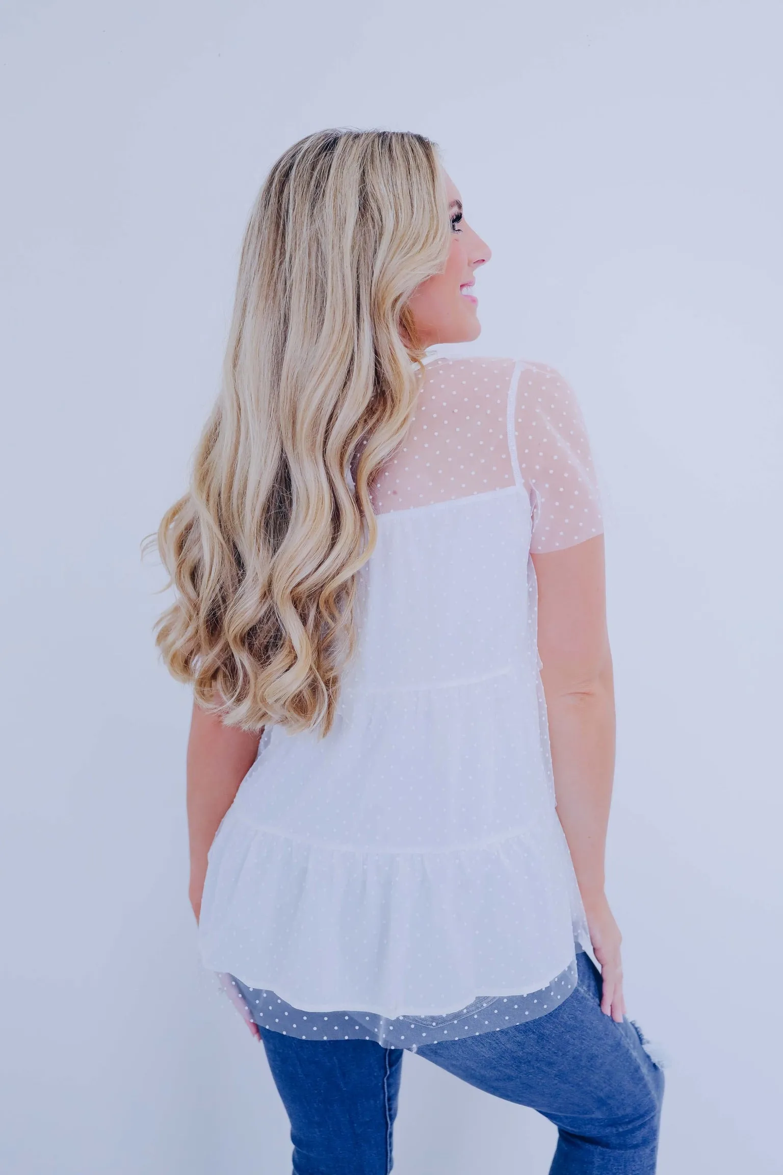Tatiana Tiered Mesh Top - Ivory