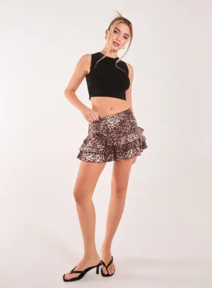 Tiered Leopard Ruffle Rara Mini Skirt