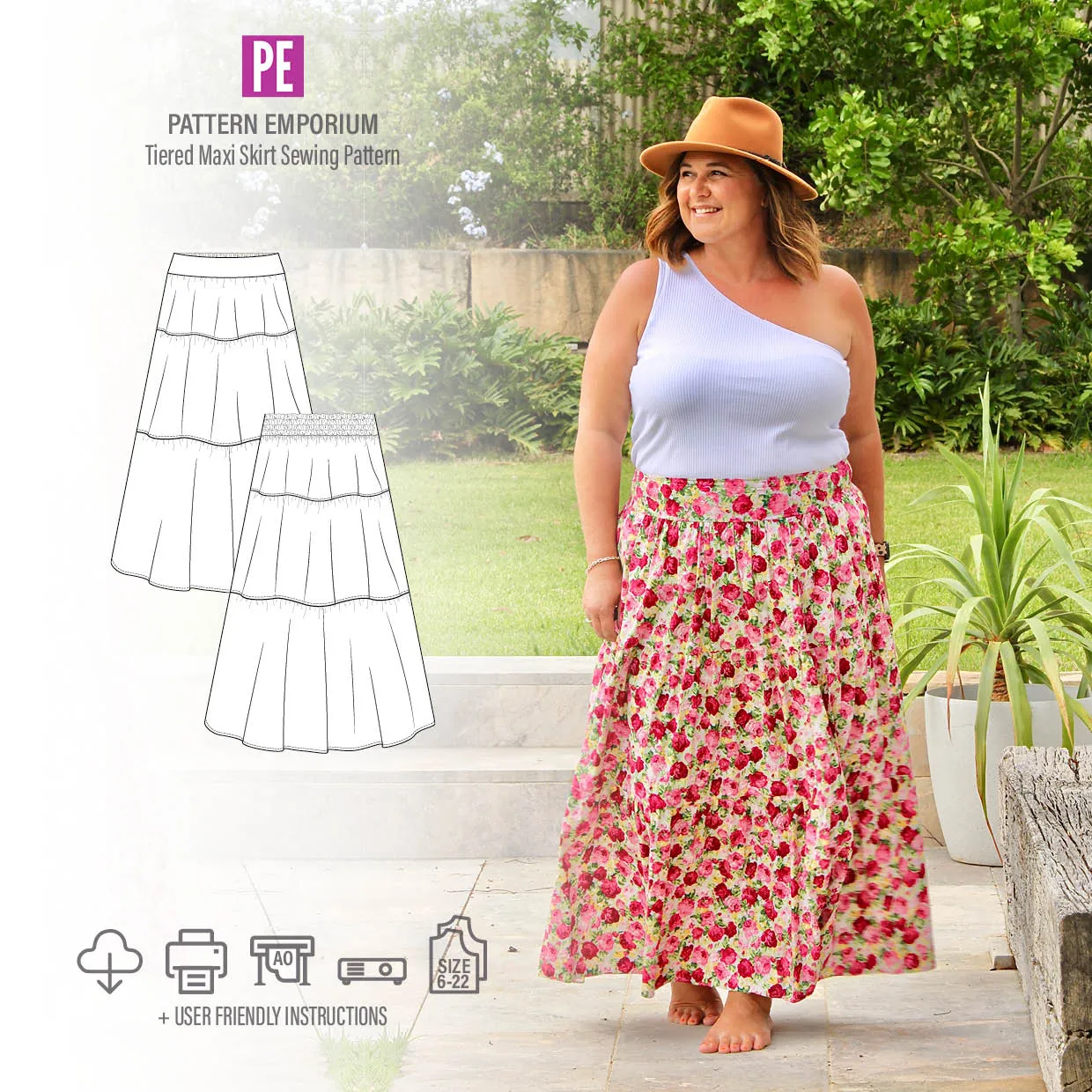 Tiered Maxi Skirt | Women's Sewing Pattern