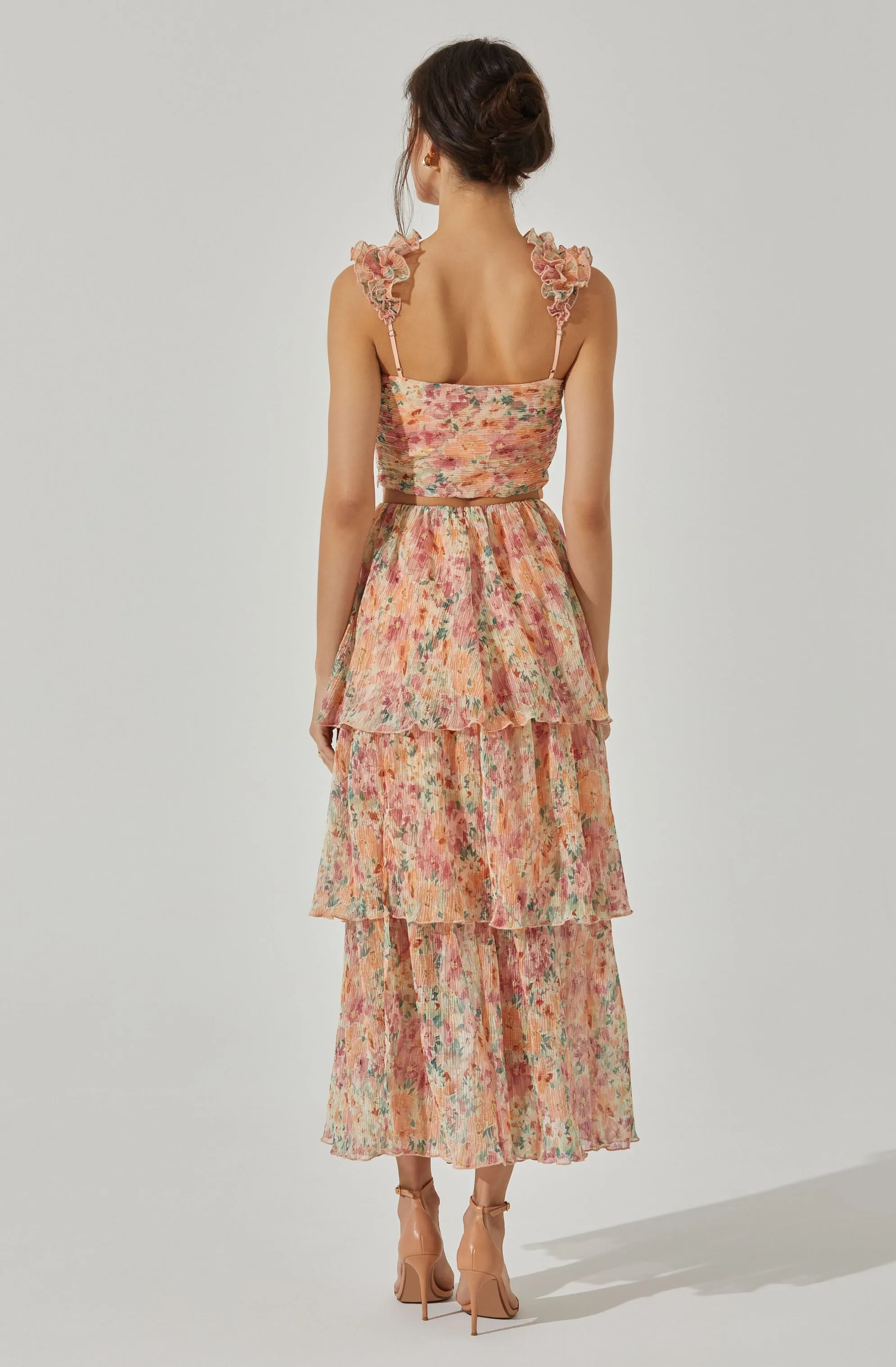 Tiered Plisse Maxi Skirt