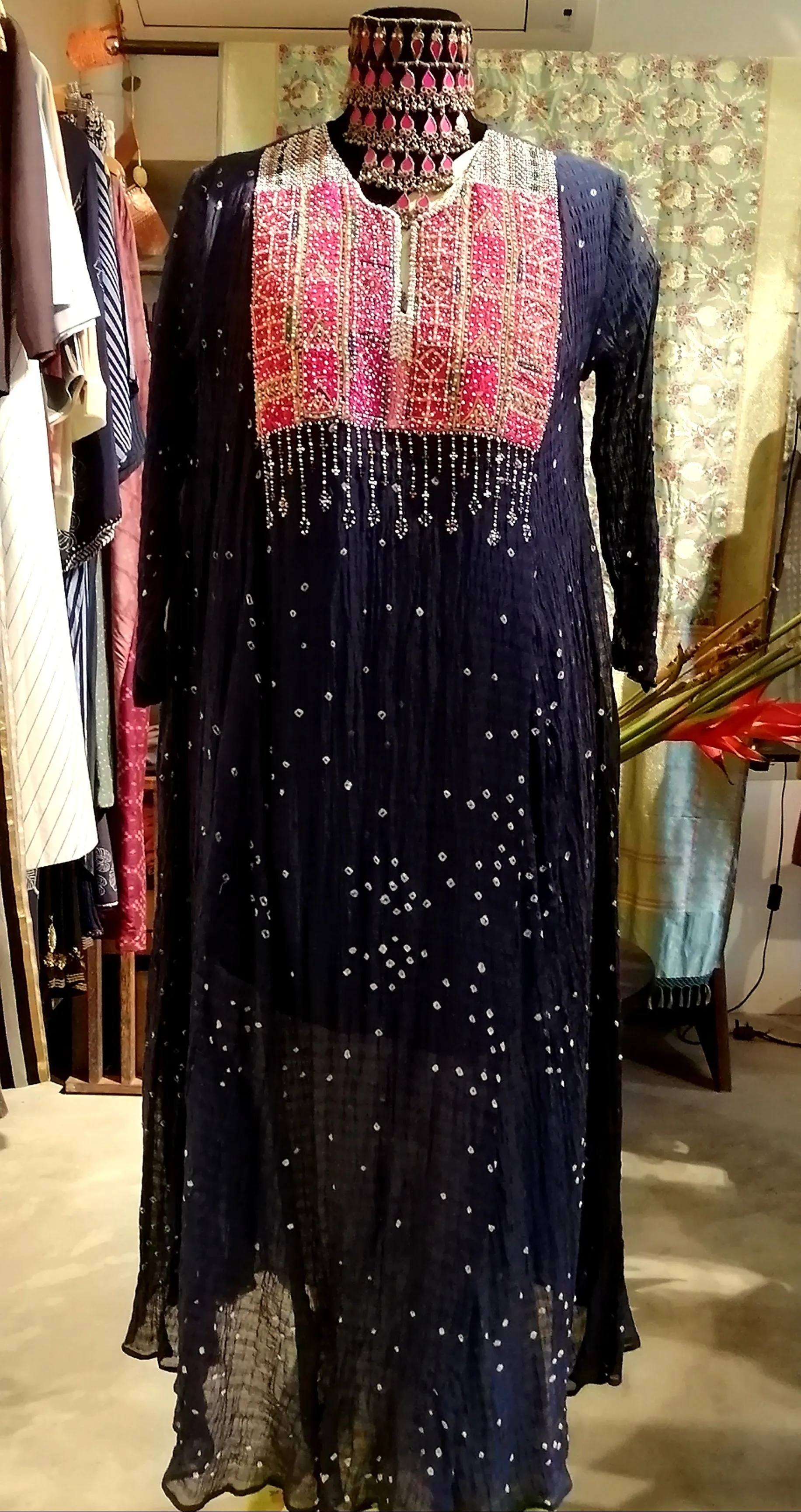 Tilla By Aratrik Dev Burman - flared-kurta-badhani-with-antique-kutchi-embroidery