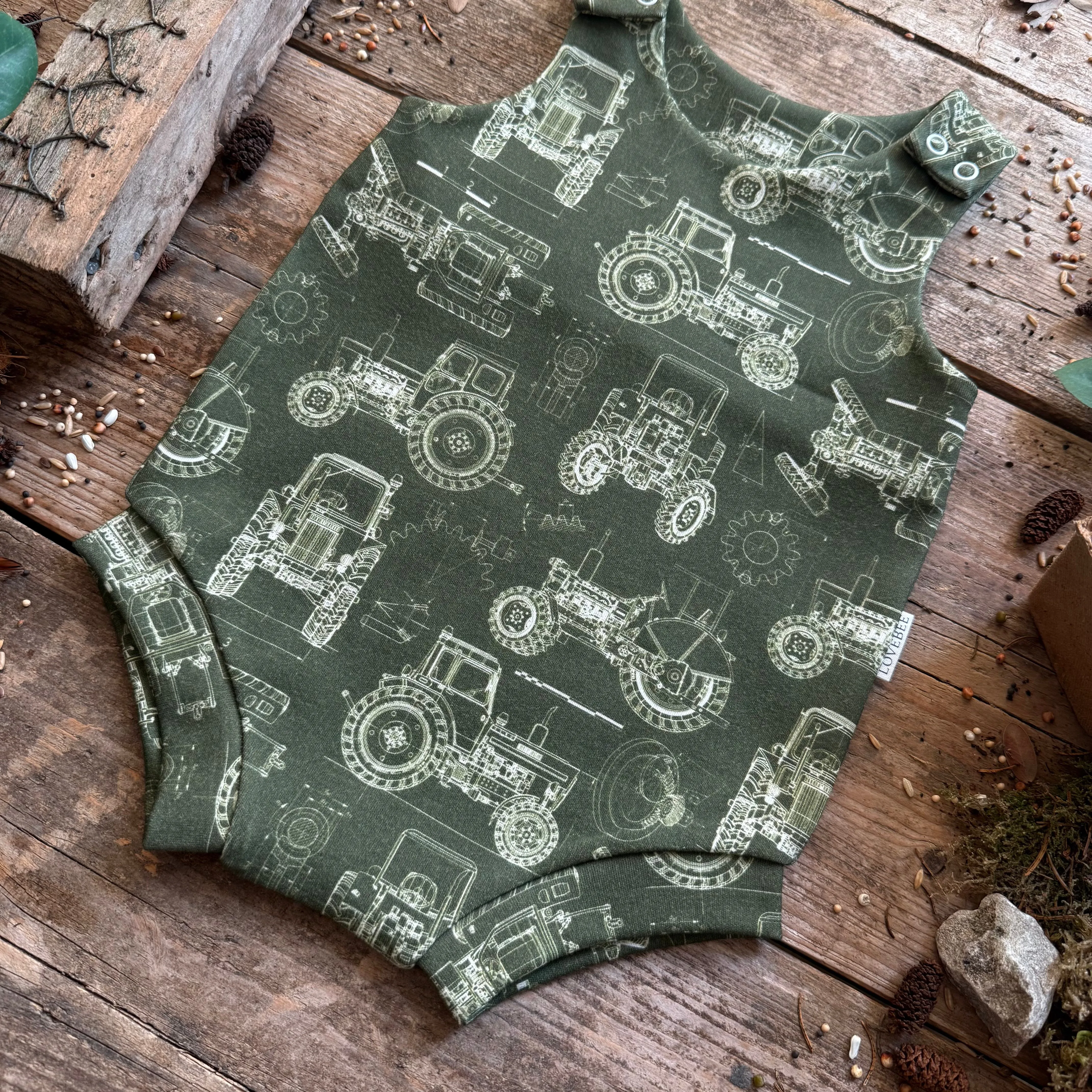 Tractor Blueprint Bloomer Romper