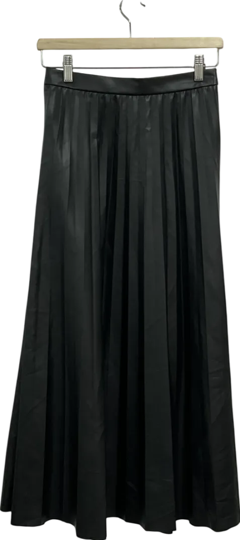 TU Black Faux Leather Pleated Midaxi Skirt UK 6