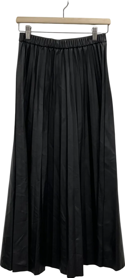 TU Black Faux Leather Pleated Midaxi Skirt UK 6