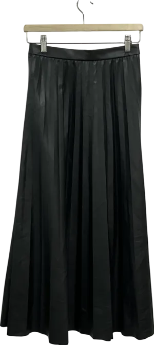 TU Black Faux Leather Pleated Midaxi Skirt UK 6