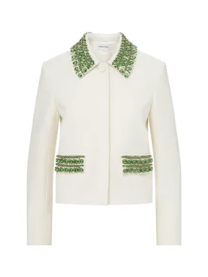Veronica Beard Embellished Imogen Jacket in Off-White