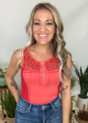 Vintage Wash lace Detail Bodysuit