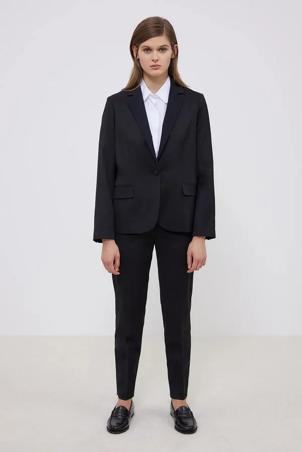VITALY BI-MATERIAL COLLAR VIRGIN WOOL SUIT JACKET