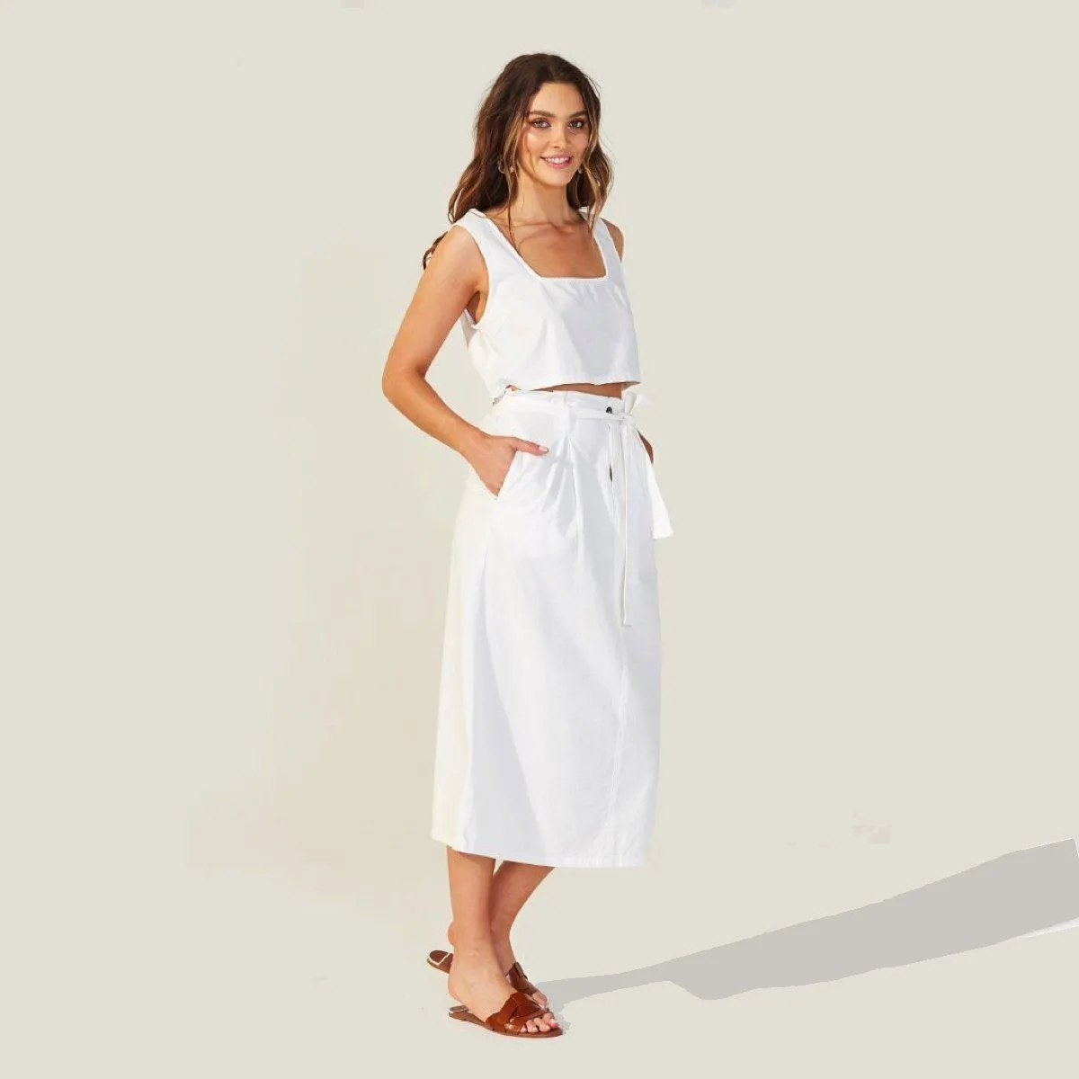 Vivienne Box Pleat Midi Skirt