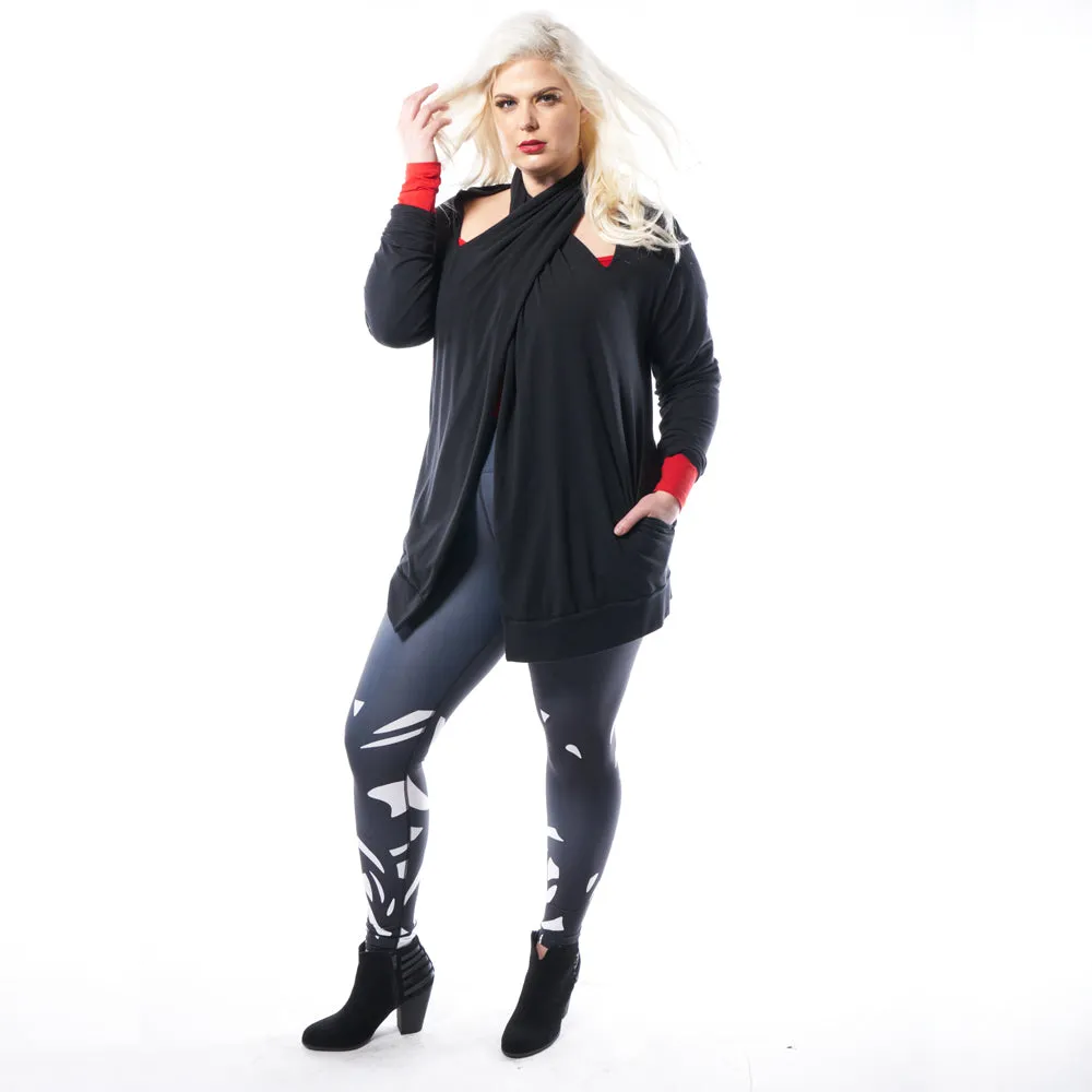 Wearable Art Leggings : Black Rorschach
