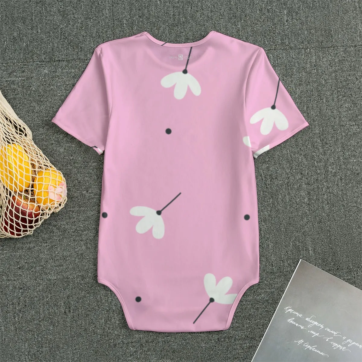 White Jasmin Flower Pink Baby Bodysuits