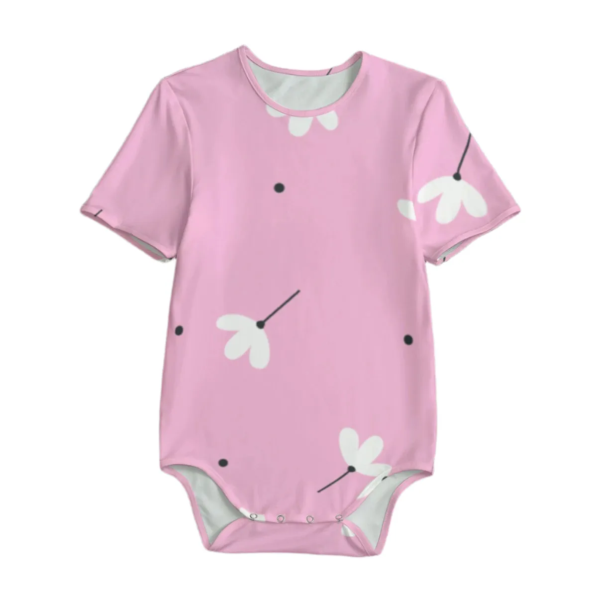 White Jasmin Flower Pink Baby Bodysuits