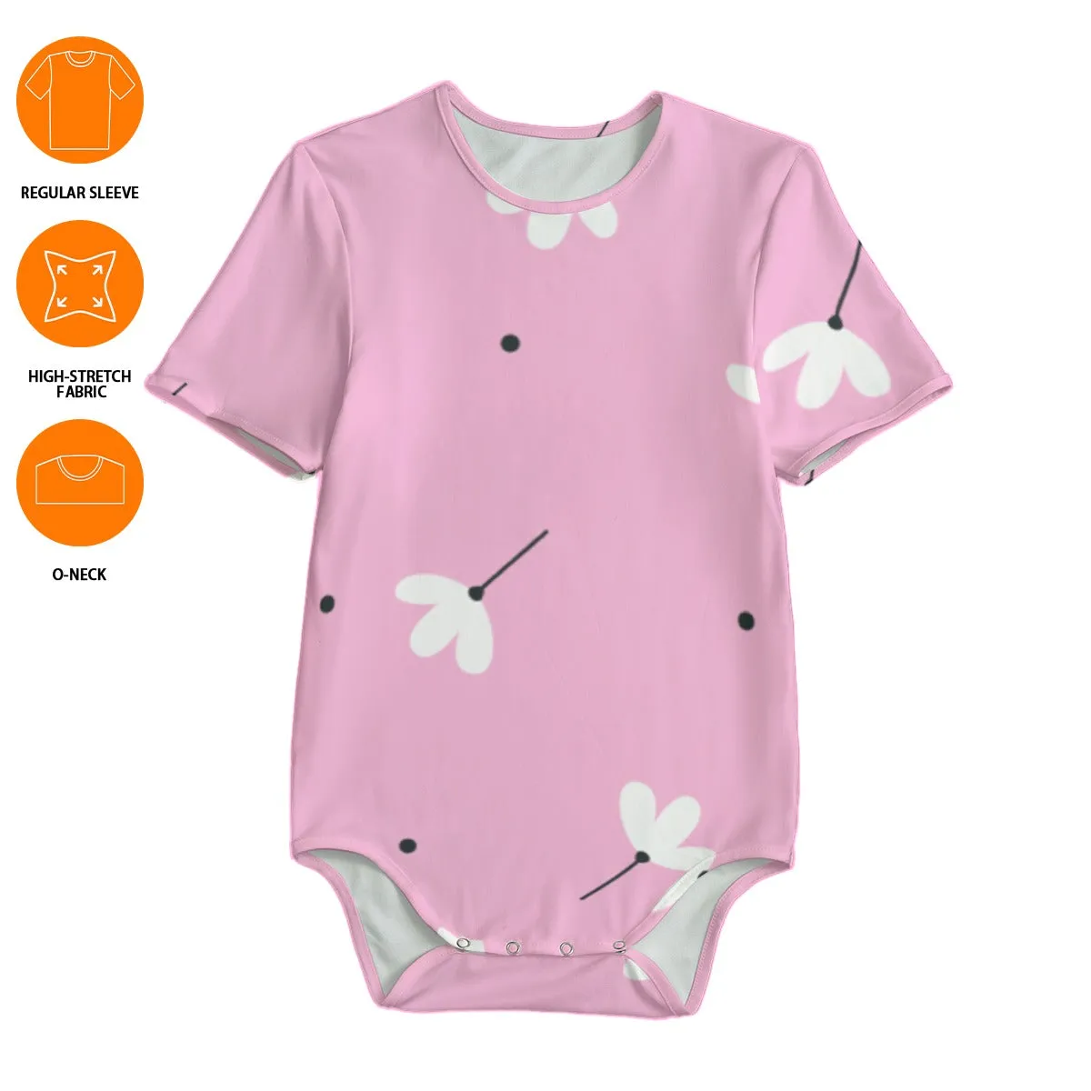 White Jasmin Flower Pink Baby Bodysuits