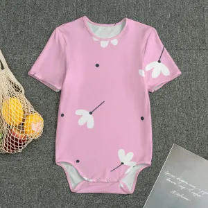 White Jasmin Flower Pink Baby Bodysuits