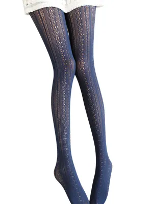 White Lolita Tights Synthetic Sweet Embroidery Printed