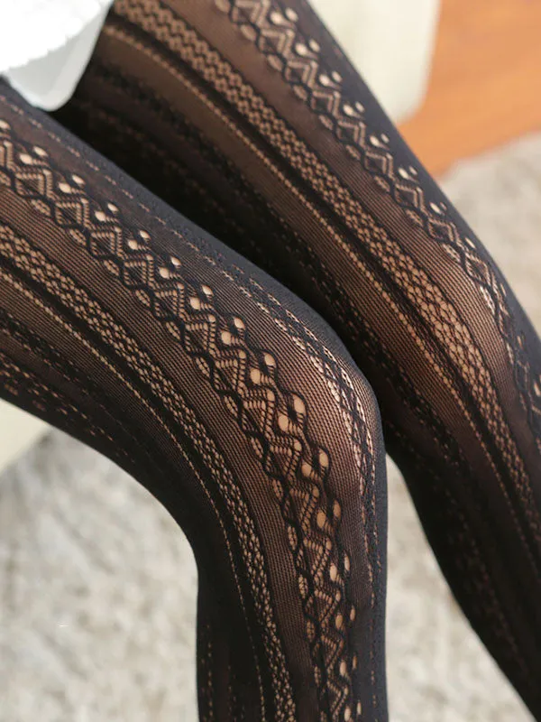 White Lolita Tights Synthetic Sweet Embroidery Printed