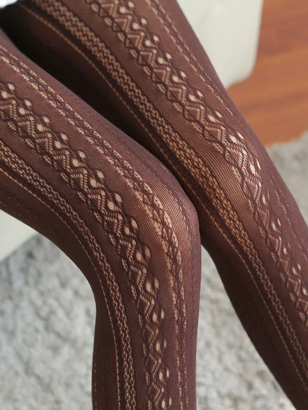 White Lolita Tights Synthetic Sweet Embroidery Printed