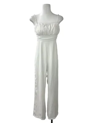 White Ruched Jumpsuit