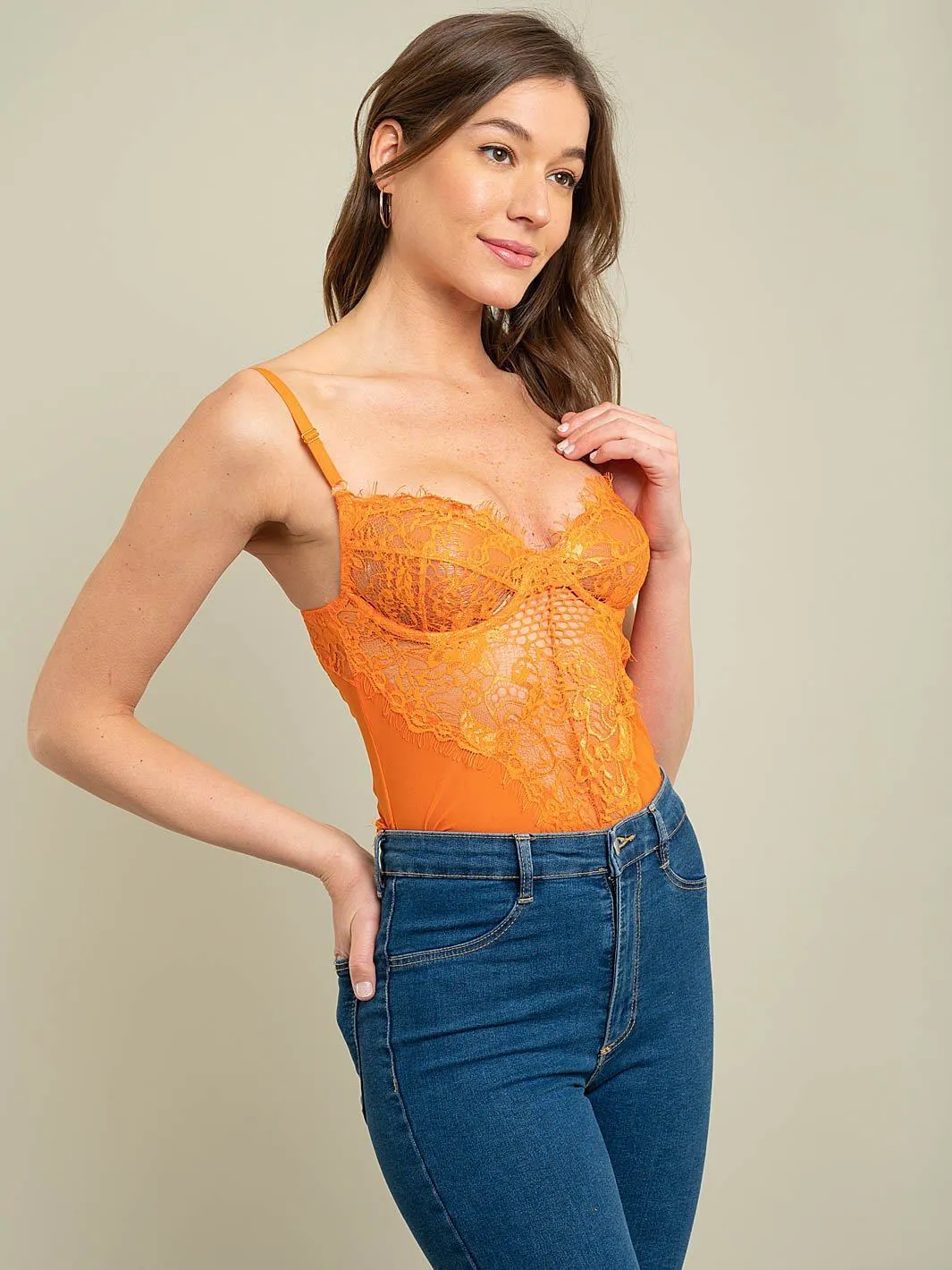 WOMEN'S ALL OVER LACE NEON BODYSUIT