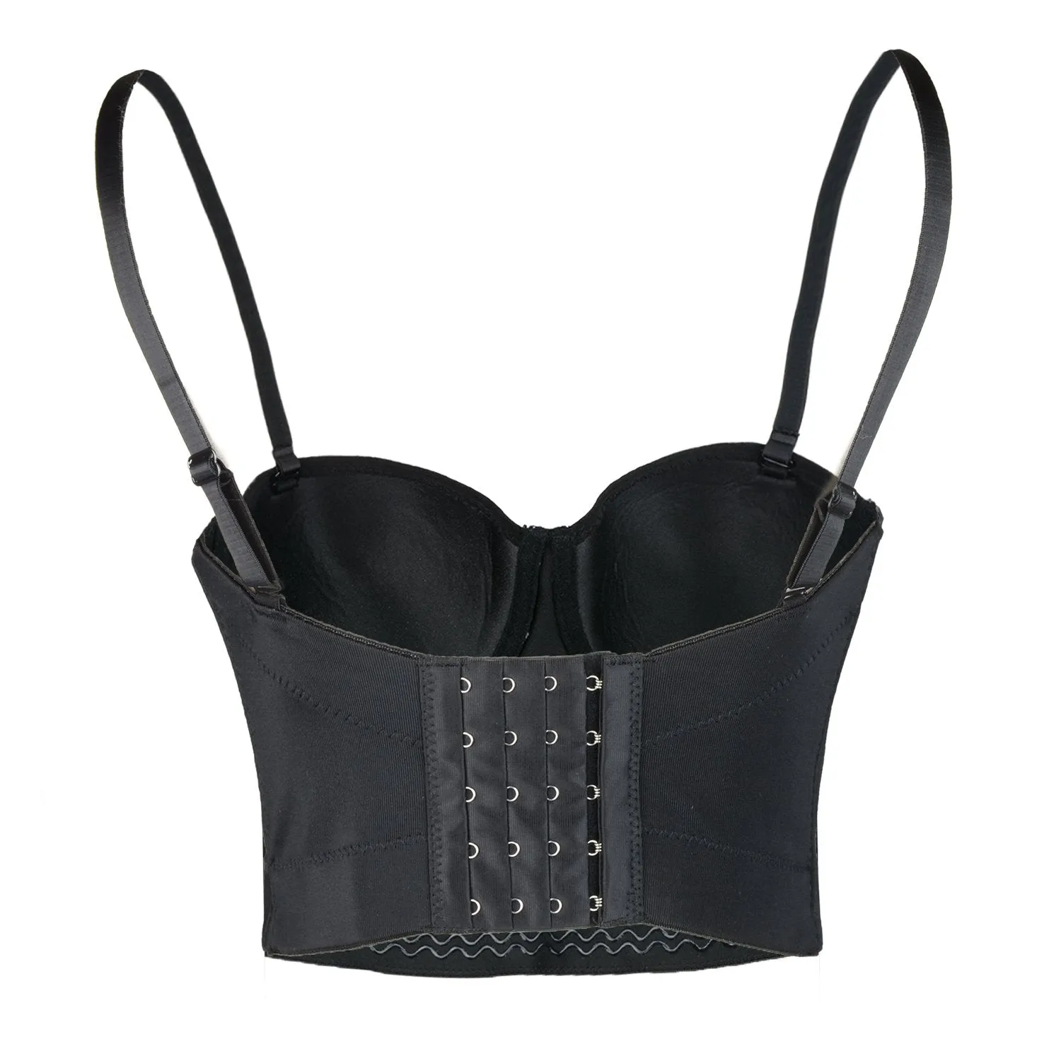 Women's Rhinestone Diamond Bustier Sexy Crop Top Club Party Corset Bra Black