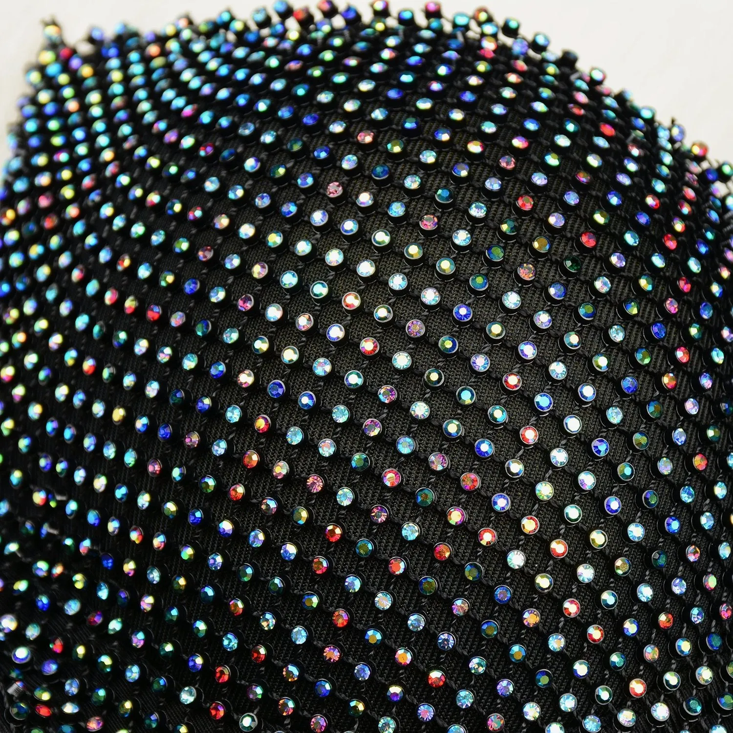 Women's Rhinestone Diamond Mesh Bustier Crop Top Sexy Punk Corset Bra Multicolor