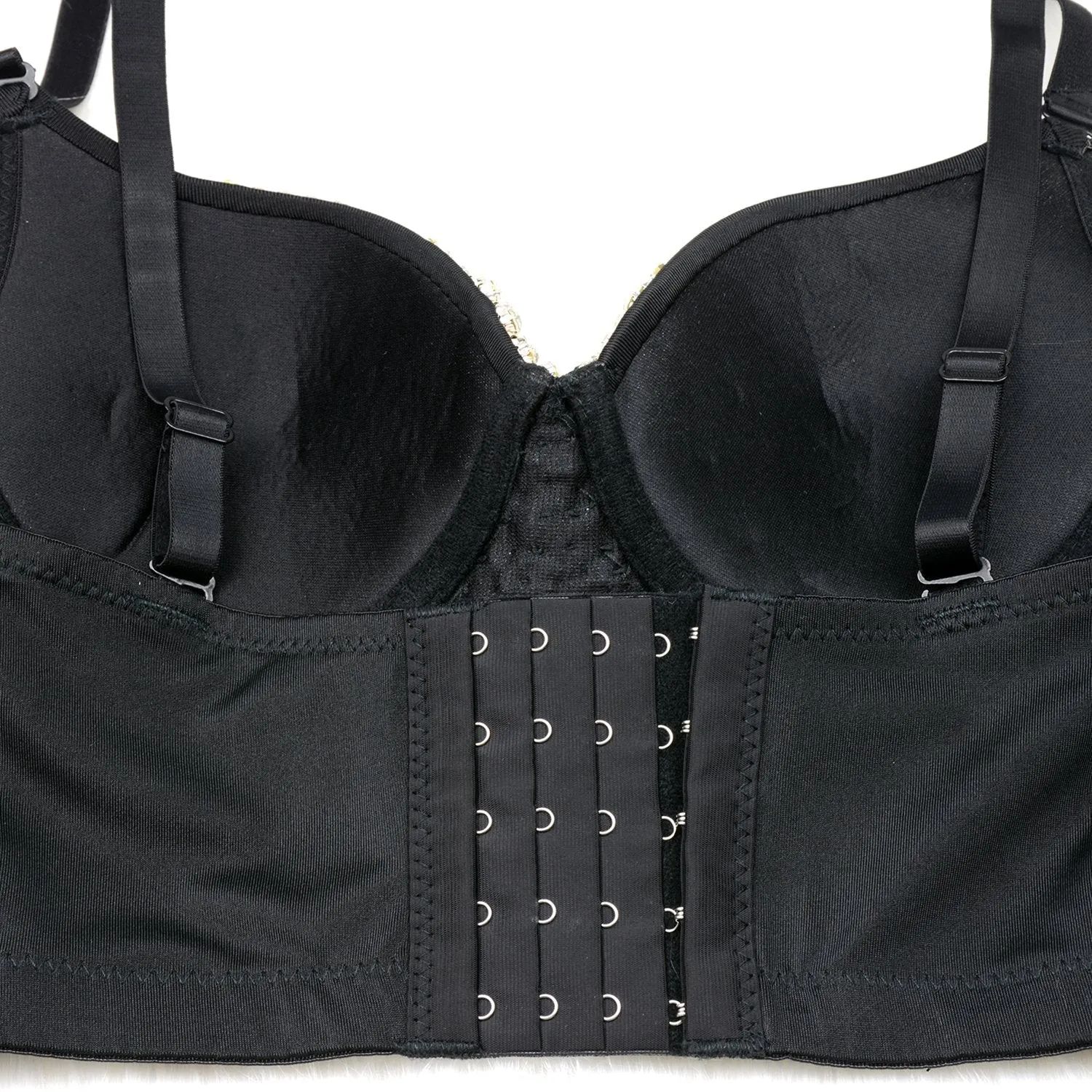 Women's Rhinestone Diamond Push up Bustier Crop Top Sexy Punk Corset Bra Red