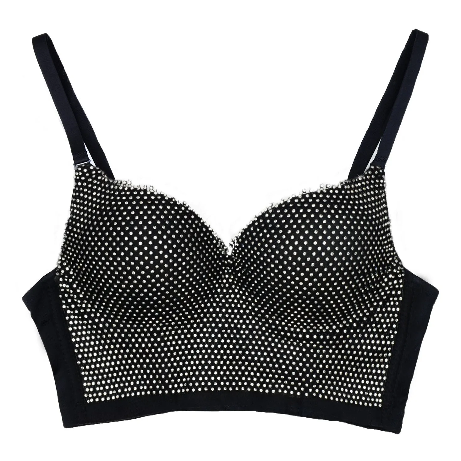 Women's Rhinestone Diamond Sexy Bra Black