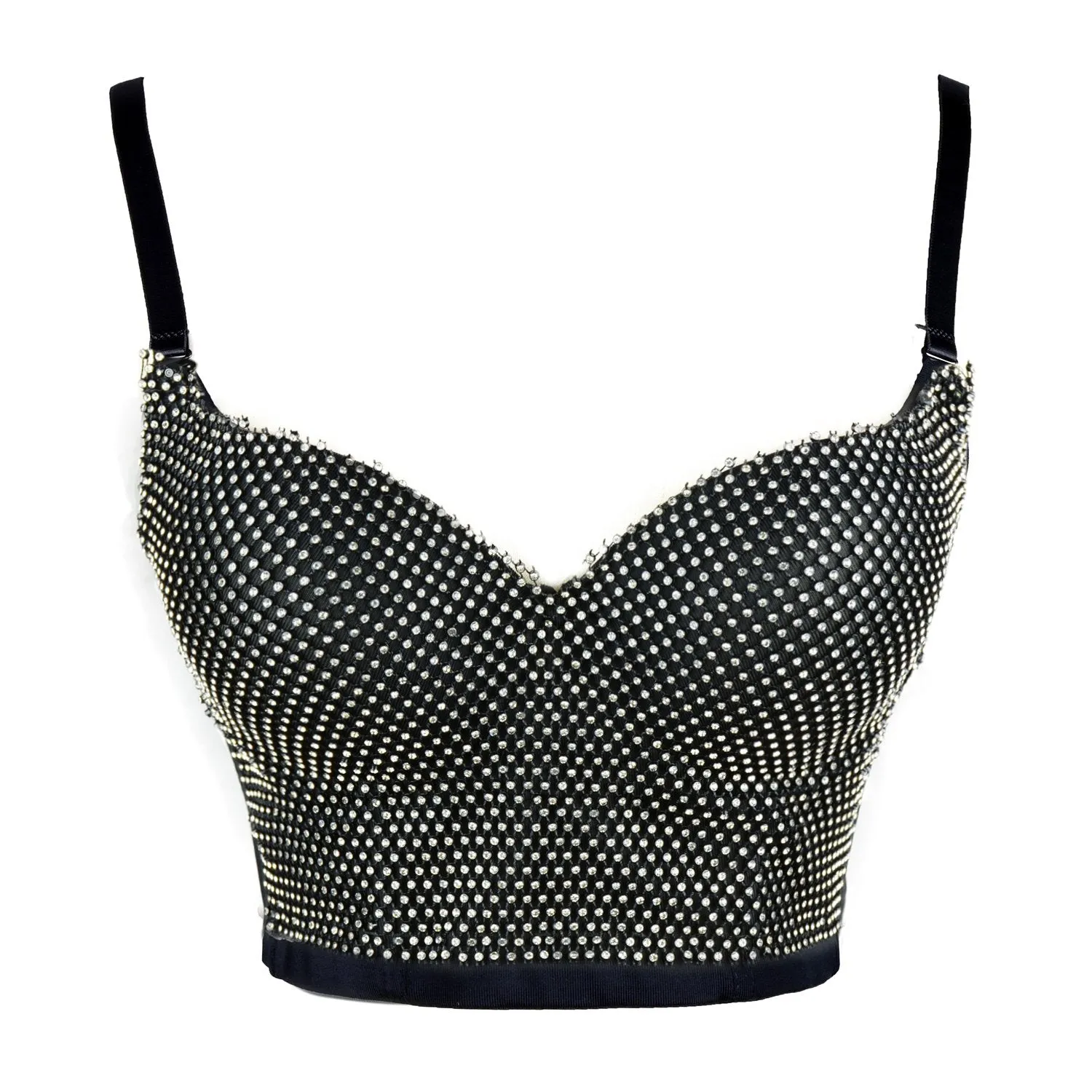 Women's Rhinestone Diamond Sexy Bra Black