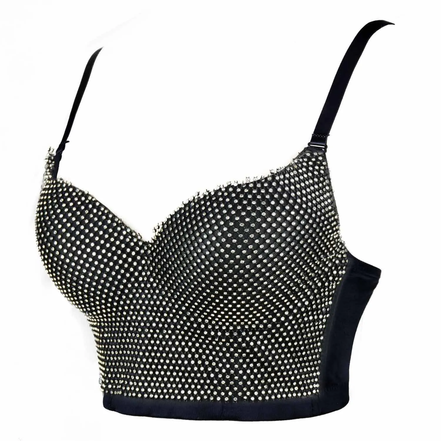 Women's Rhinestone Diamond Sexy Bra Black